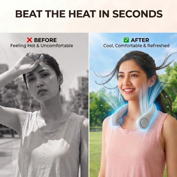 360° Rechargeable Neck Fan - Portable Hands-Free Bladeless Cooling Fan