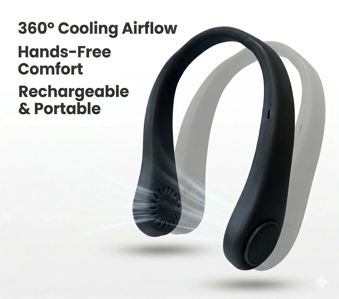 360° Rechargeable Neck Fan - Portable Hands-Free Bladeless Cooling Fan