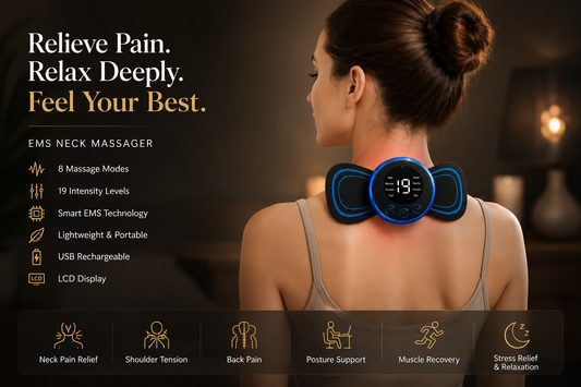 Rechargeable EMS Neck & Body Massager | 8 Massage Modes & 19 Intensity Levels
