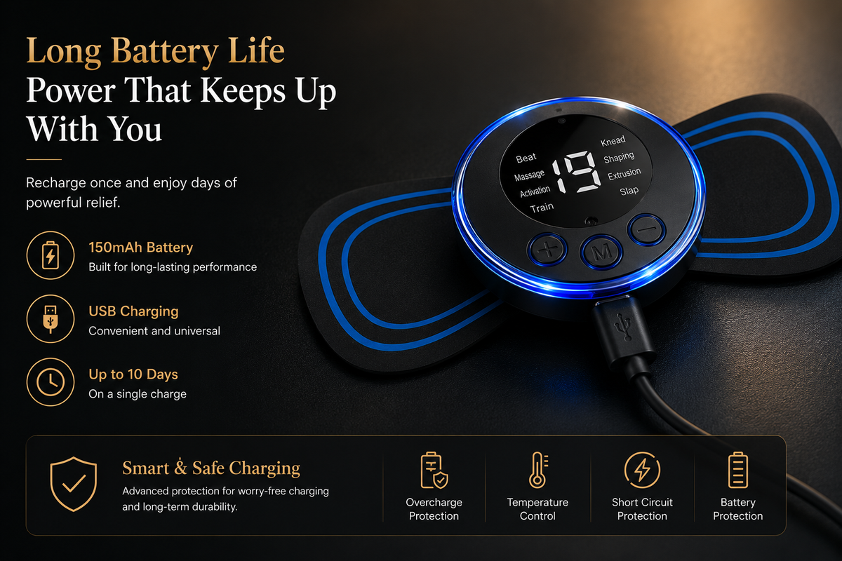 Rechargeable EMS Neck & Body Massager | 8 Massage Modes & 19 Intensity Levels