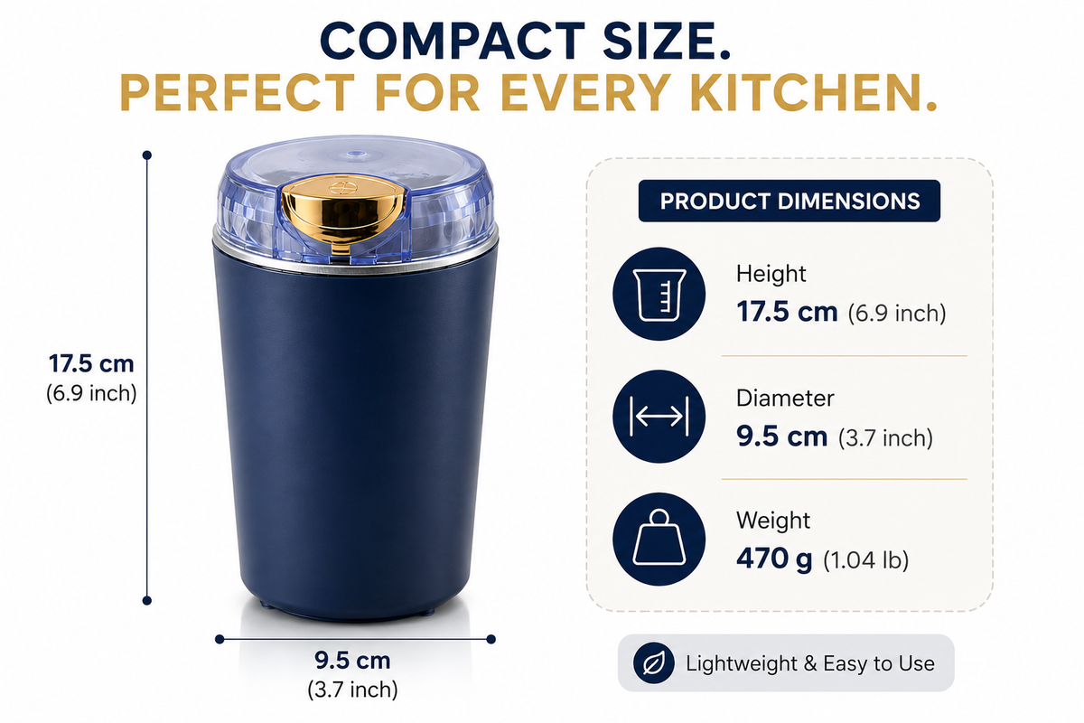 Electric Coffee & Spice Grinder – One-Touch Stainless Steel Portable Mini Grinder