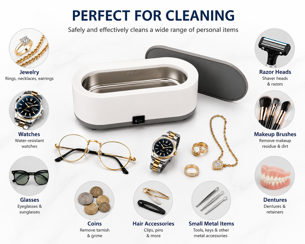Portable Ultrasonic Jewelry & Eyeglass Cleaner