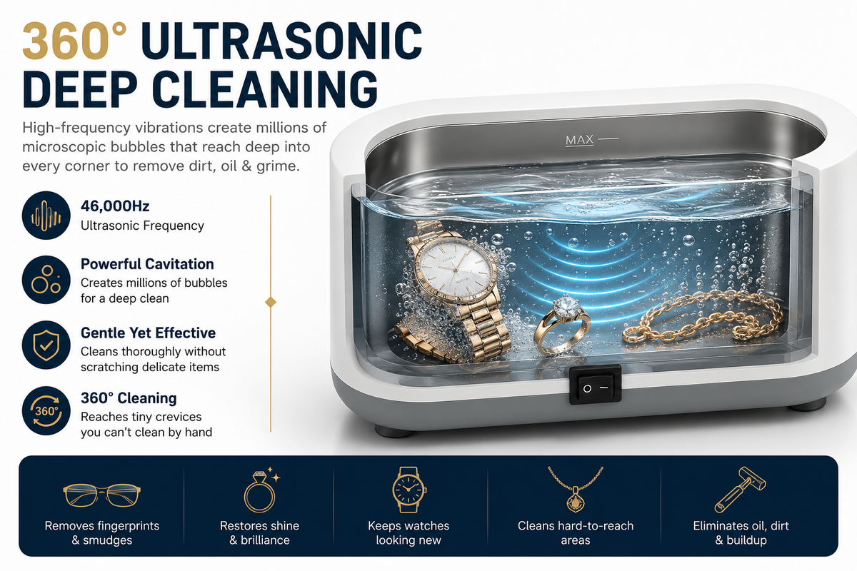 Portable Ultrasonic Jewelry & Eyeglass Cleaner